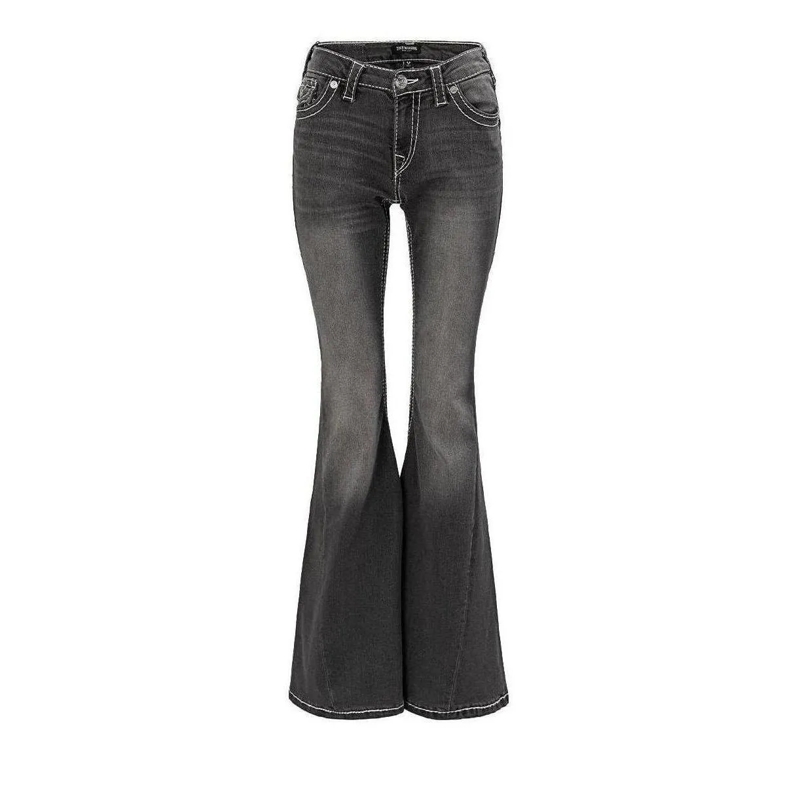 True Religion Jeans - Flared-Jeans- Weiter Schlag- Drehbein- Gedreh schwarz
