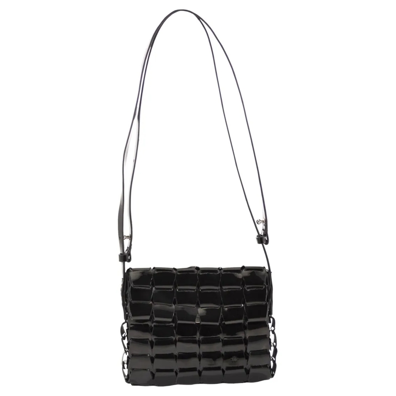 DRAGON DIFFUSION Schultertasche Link Pochette - Woven Leather Bag Black
