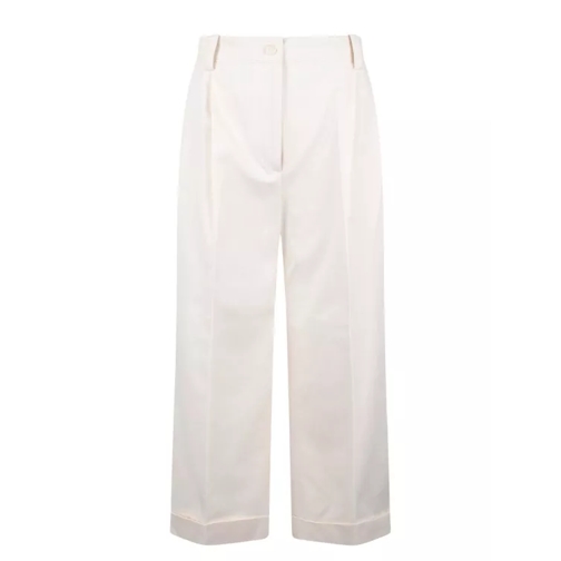 Maison Kitsune Double Pleats Cropped Pants White 