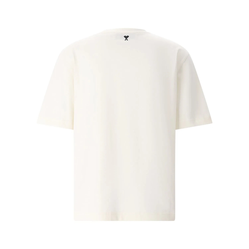 AMI Paris T-Shirt Beige Short-Sleeve T-Shirt With Bold Print Neutrals(Image 3)