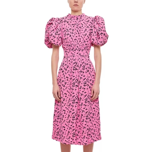 Rotate Midi Noon Viscose Jacquard Midi Dress Pink 