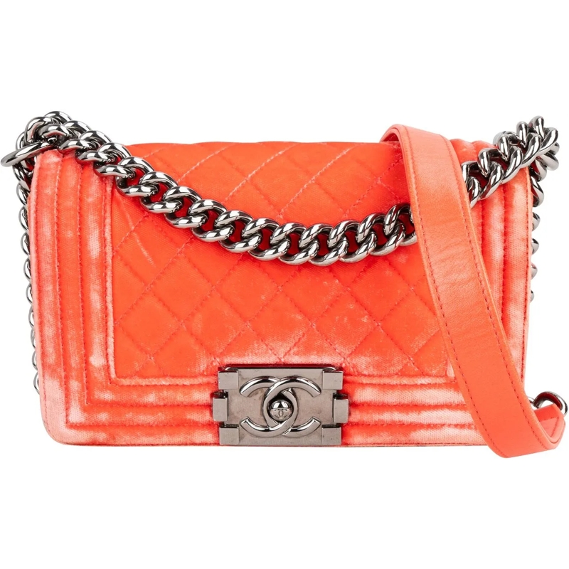 Chanel Tote Chanel Quilted Velvet Boy Single Flap Crossbody Ba orange