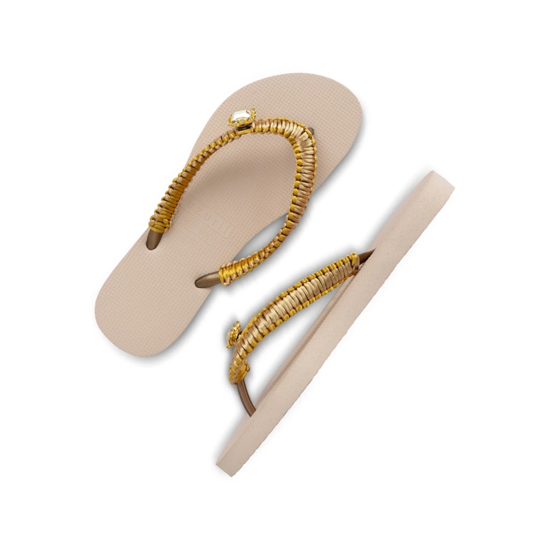UZURII Flip Flops flip flop Taupe Macrame Switch sand(Image 24)