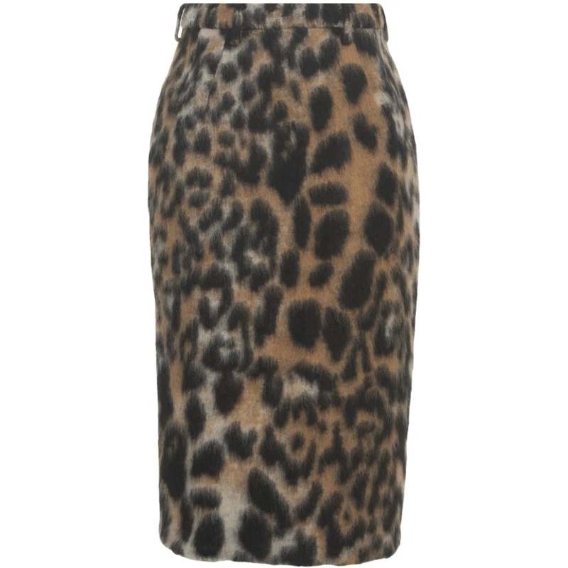 N°21 Jupe midi Midi skirt with animal print braun