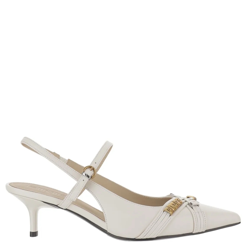 Pinko Sandalen Pointed Toe Slingbacks With Adjustable Strap Closu White