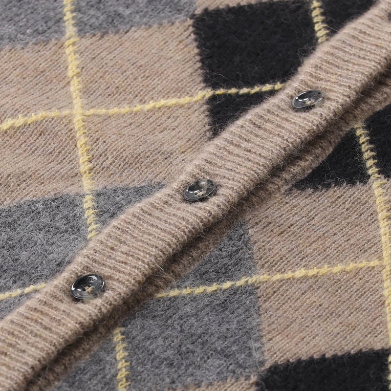 Roberto Collina Cardigan Strickjacke mit Argyle-Muster braun(Image 6)