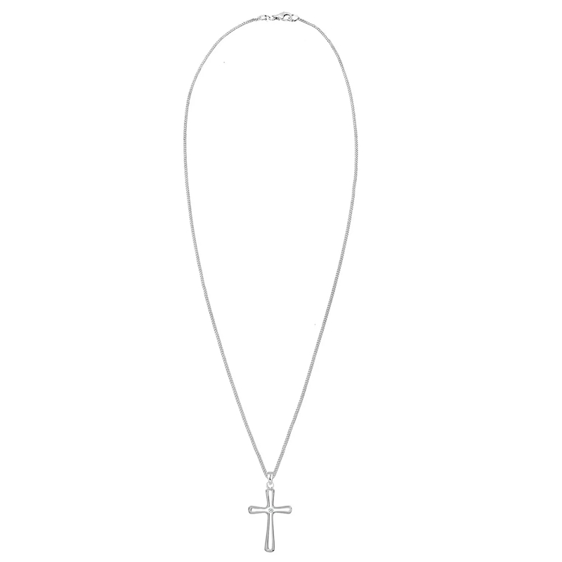 Elli Mittellange Halskette Halskette Kreuz Diamant Konfirmation Kommunion 925 weiss(Image 3)
