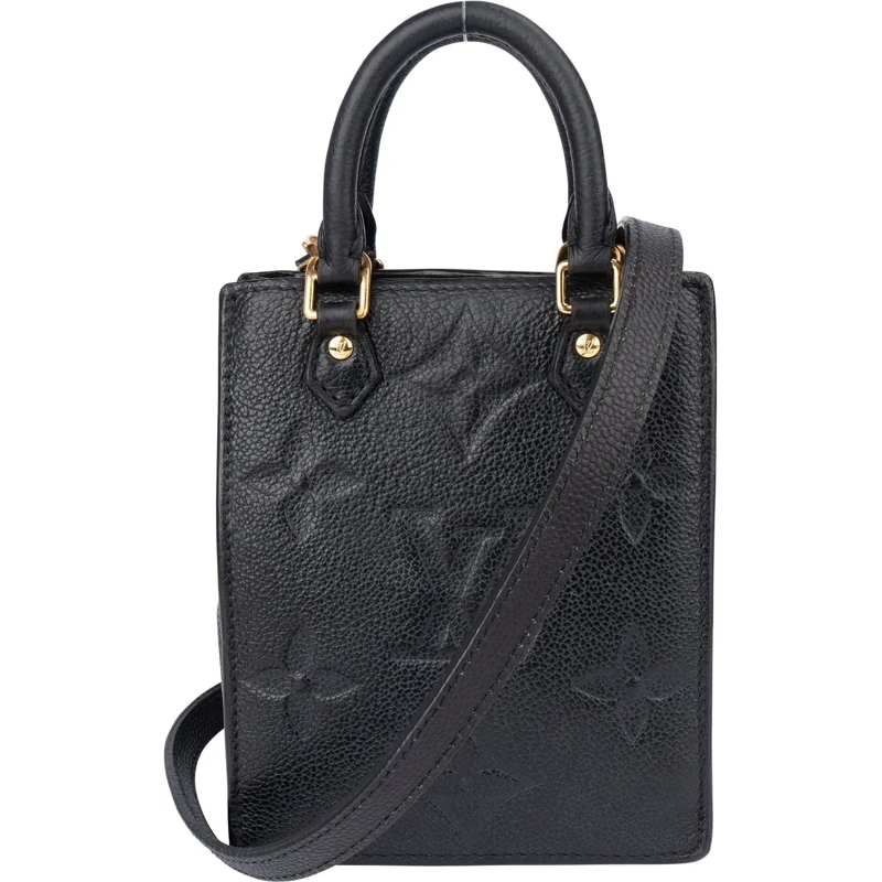 Louis Vuitton Schultertasche Louis Vuitton Leather Empreinte Monogram Sac Plat  schwarz