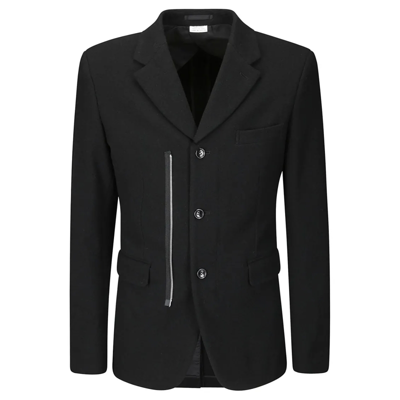 Comme des Garcons Blazer Button Zip Closure Jacket Black