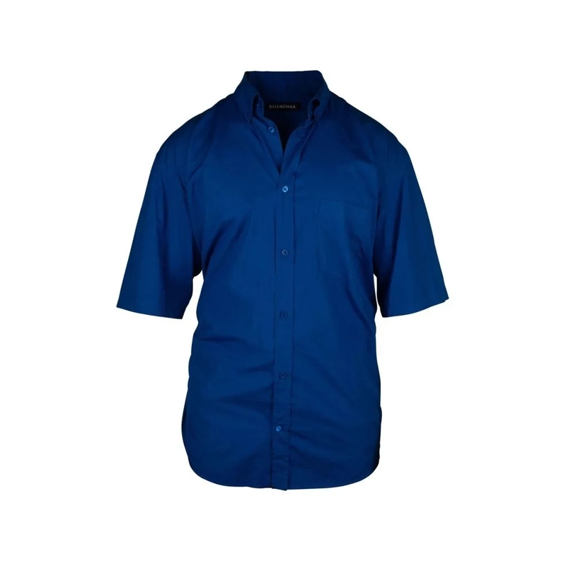 Balenciaga Overhemd Electric Blue Cotton Casual Shirt Blue