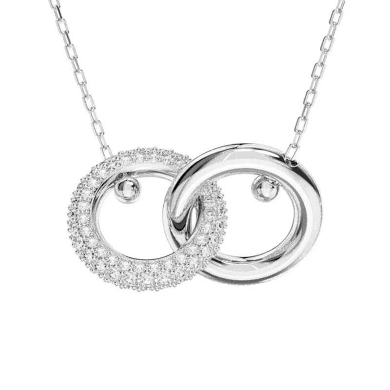 Swarovski Pendentif Dextera pendant, Interlocking loop, Rhodium plated White