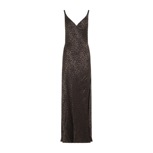 Alexander McQueen Leopard Jacquard Long Dress Brown 