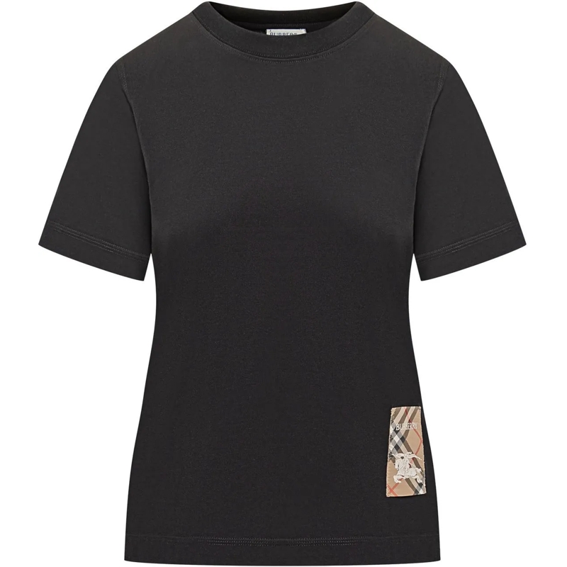 Burberry T-shirt T-Shirt con Patch Logo schwarz
