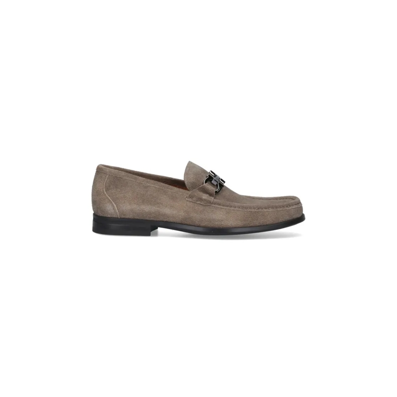 Salvatore Ferragamo Mocassin "Gancini" Suede Moccasins – Beige Neutrals