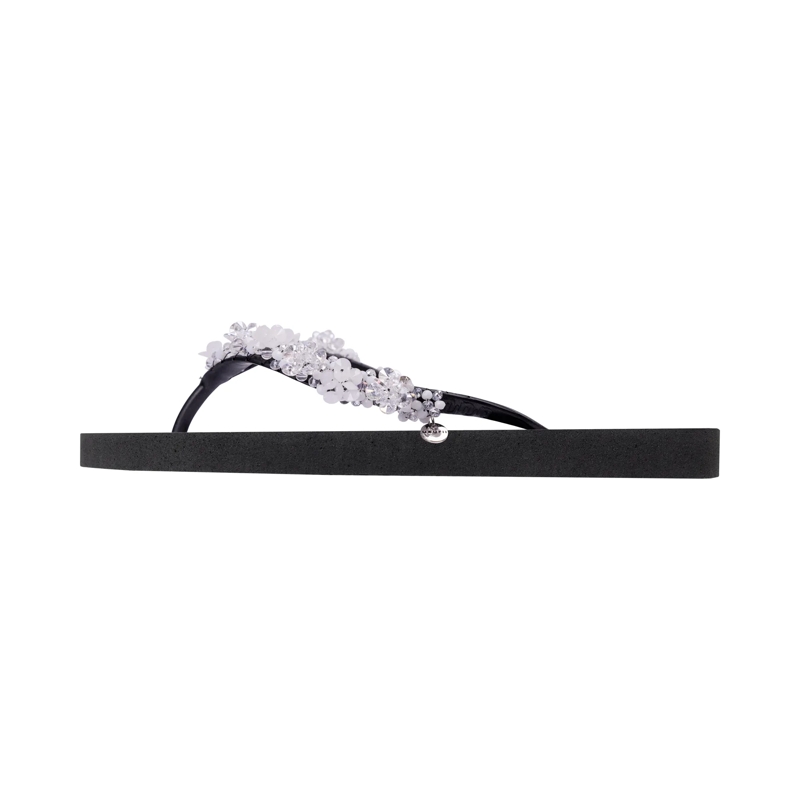 UZURII Flip Flops Zehentrenner Precious Bloom White schwarz