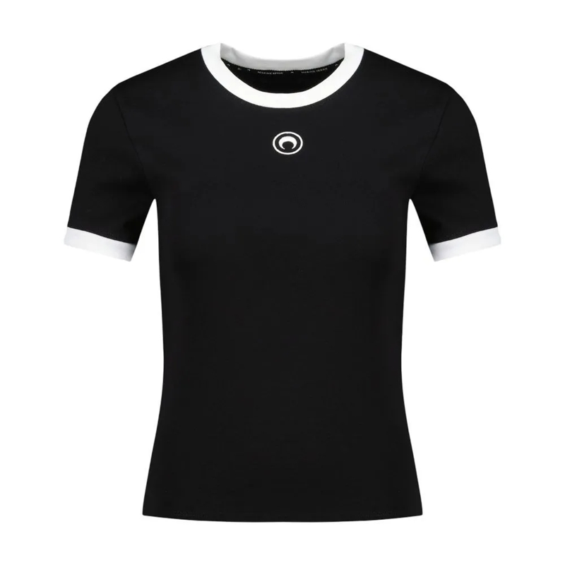 Marine Serre T-shirt Moon Logo Baby Fit T-Shirt - Cotton - Black Black