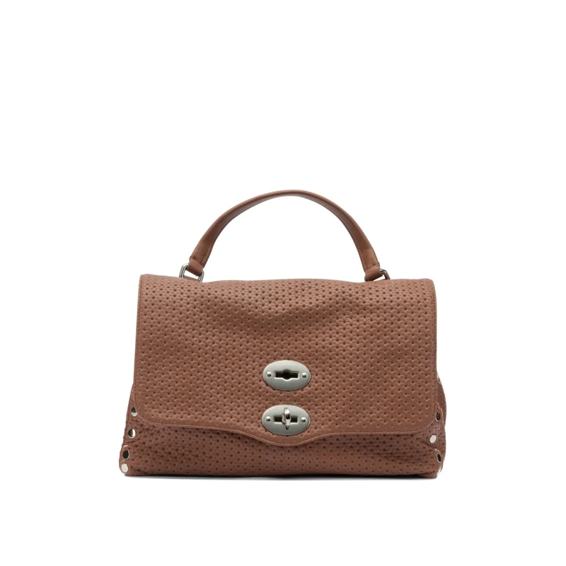 Zanellato Schultertasche Structured Perforated Leather Handbag With Dual Tu Brown