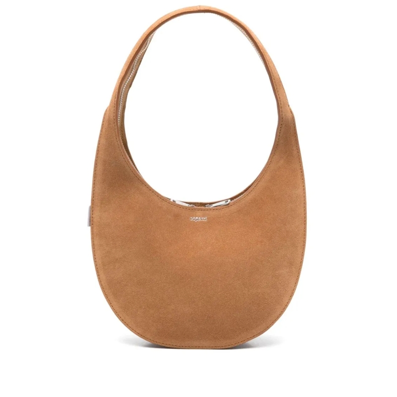 Coperni Crossbody Bag Crescent-Shaped Suede Handbag Brown