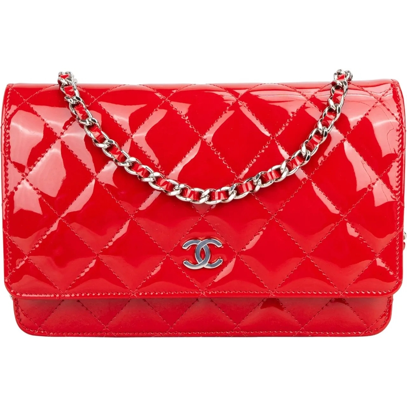 Chanel Fourre-tout Chanel Quilted Patent Leather Wallet On Chain Cros rot
