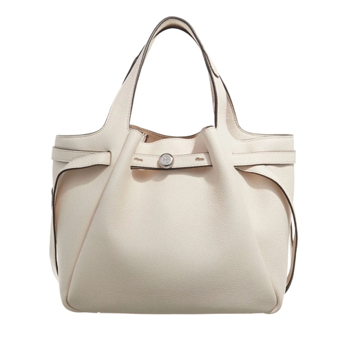 Tory Burch Tote Romy Pebbled Satchel Light Cream