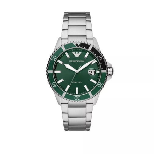 Emporio Armani Three-Hand Stainless Steel Watch Silver Multifunctioneel Horloge