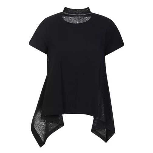 Sacai Embroidered Lace Black T-Shirt Black 