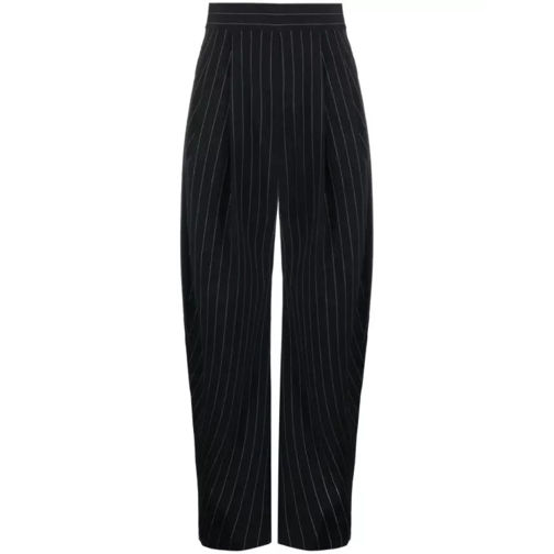 The Attico Gary Pinstripe Cotton Trousers Black 