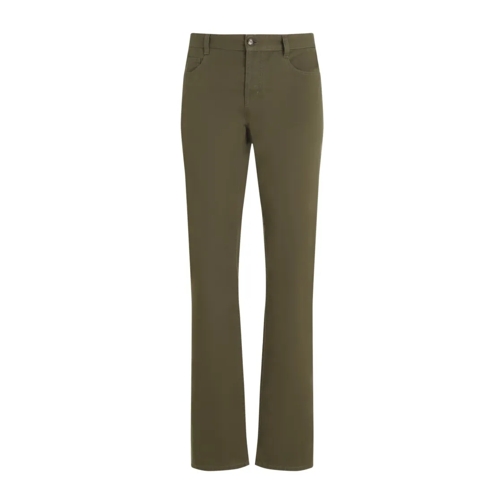 Saint Laurent Authentic Kaki Green Cotton Slim Fit Pants Green Jeans