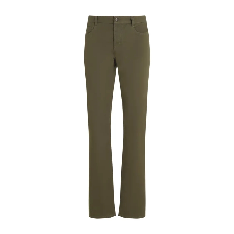 Saint Laurent Jeans Authentic Kaki Green Cotton Slim Fit Pants Green