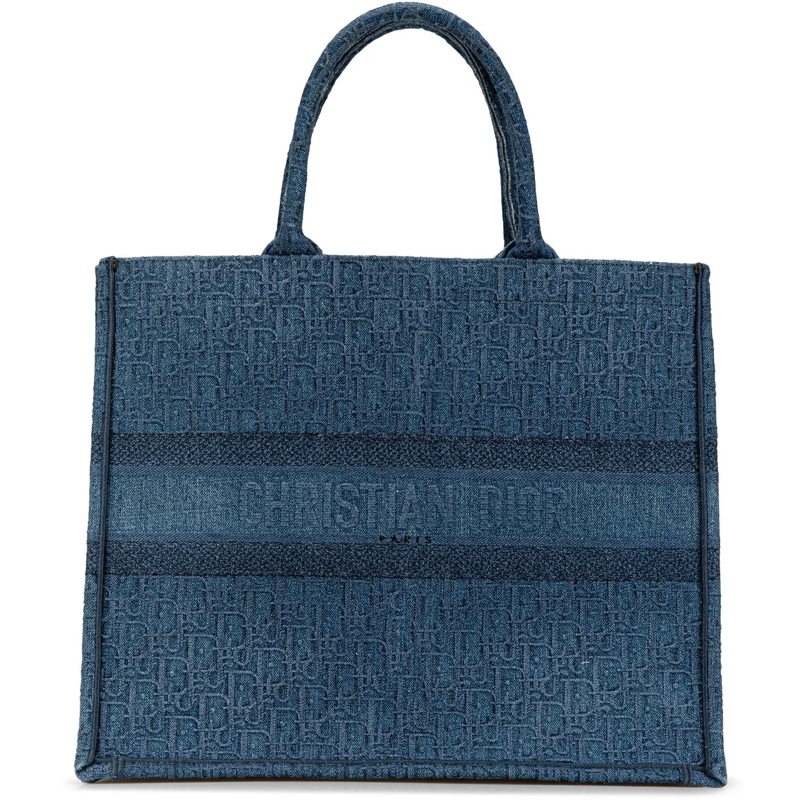 Christian Dior Shopper Large Oblique Denim Book Tote blau
