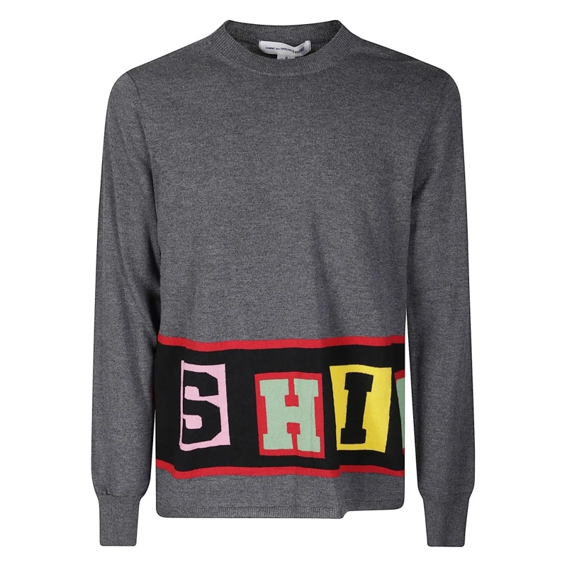 Comme des Garcons Trui Crew Neck Knitted Sweater Grey