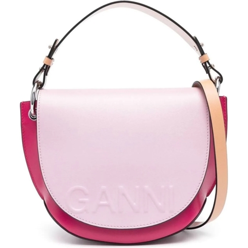 GANNI Tote Banner Logo Saddle Tote Bag rose