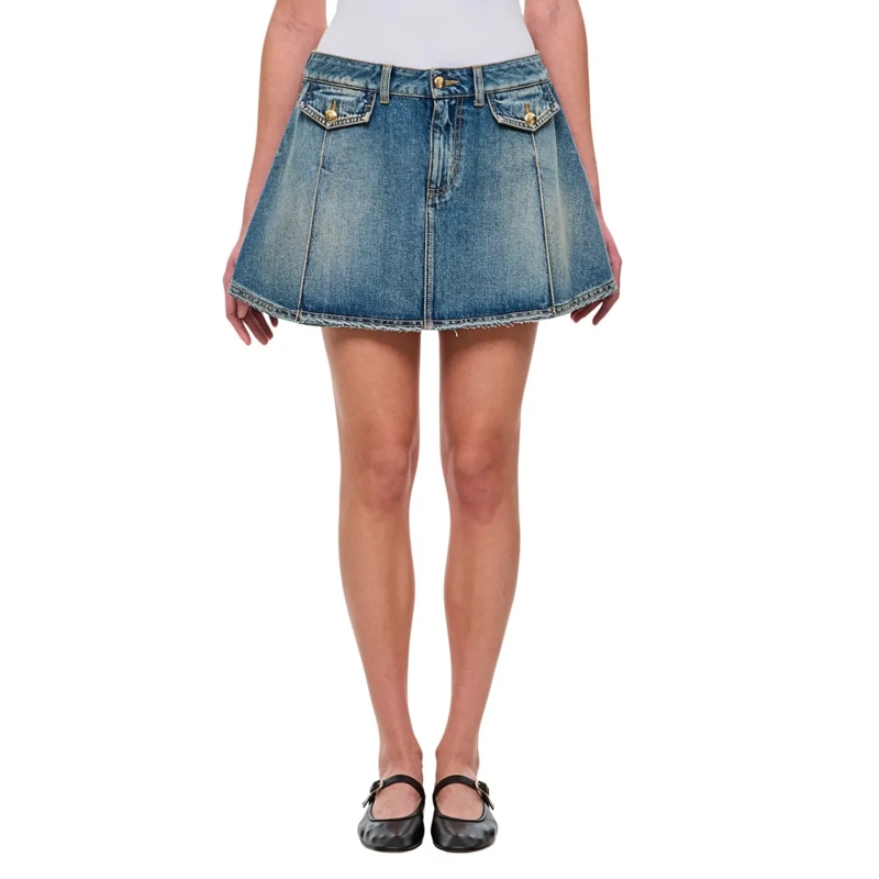 Alexander McQueen Spijkerrok Stone Washed Miniskirt Blue