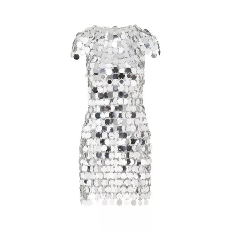 Paco Rabanne - Iconic Round Silver Sequin Polyester Mini Dress - Größe 36 - silver