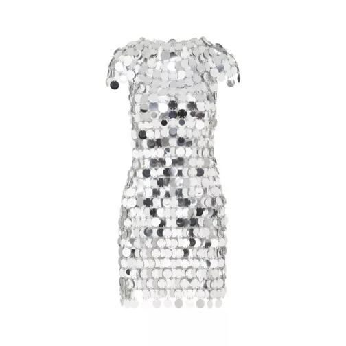 Paco Rabanne Iconic Round Silver Sequin Polyester Mini Dress Silver 