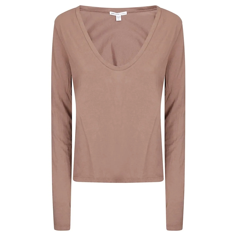 James Perse Top met lange mouwen Long-Sleeved Deep V-Neck Top In Lightweight Cotton Pink