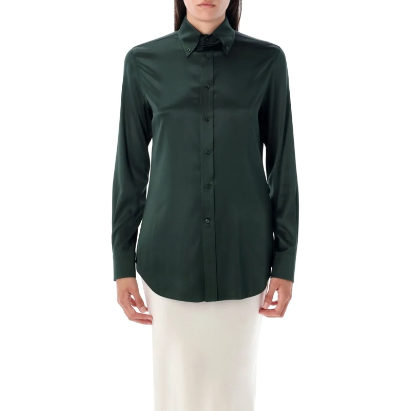 Polo Ralph Lauren Hemd Cameron Straight Fit Silk Shirt Green