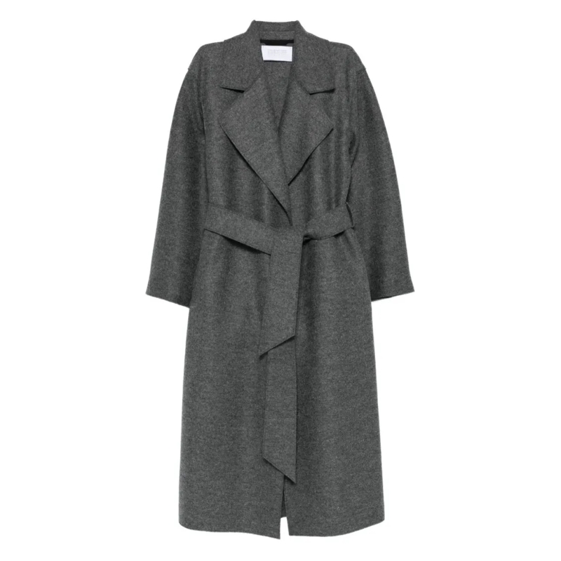 Harris Wharf Manteaux de tanche Mid-Length Grey Wool Wrap Coat Grey
