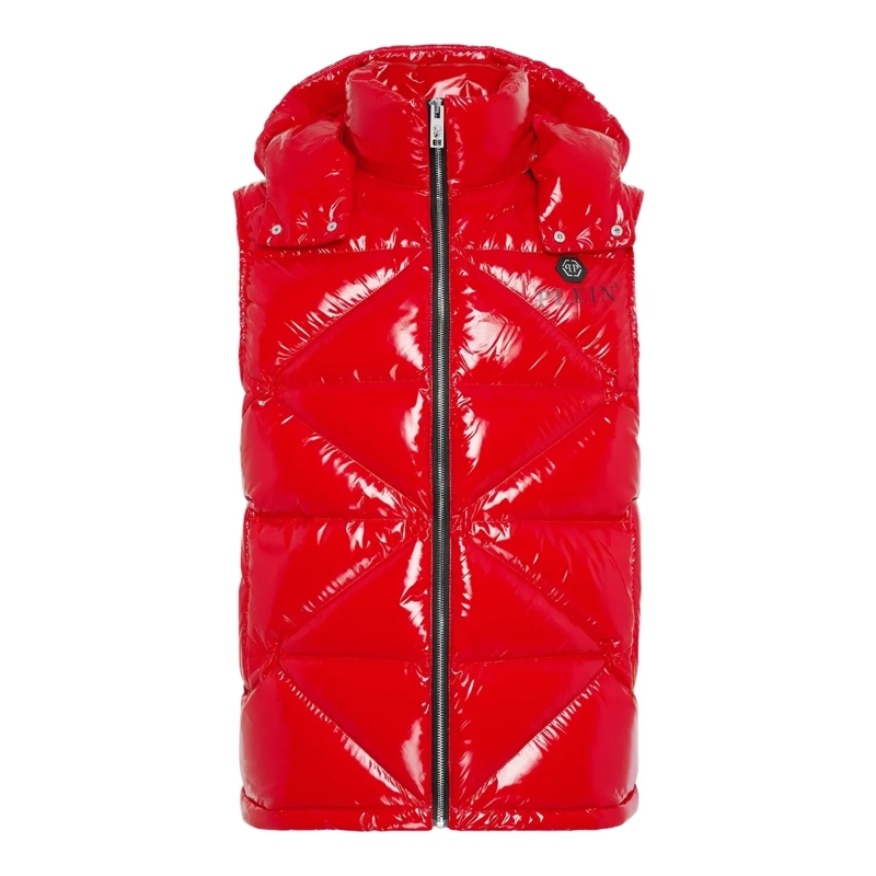 Philipp Plein Lederjacke Jacke Hexagon rot