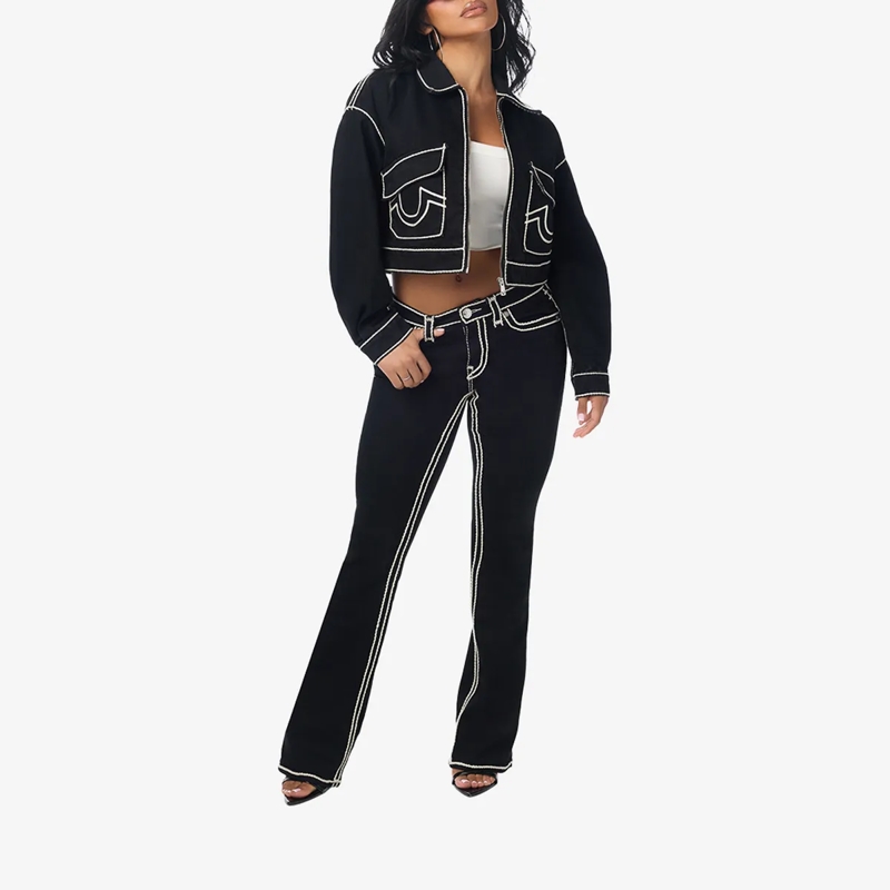 True Religion Bootcut-Jeans - Bootcut- Mid Rise- Ausgestelltes Bein- Super  schwarz(Image 2)