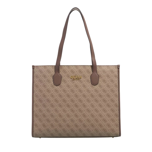 Guess Silvana Girlfriend Tote Latte Logo/Brown Shopping Bag