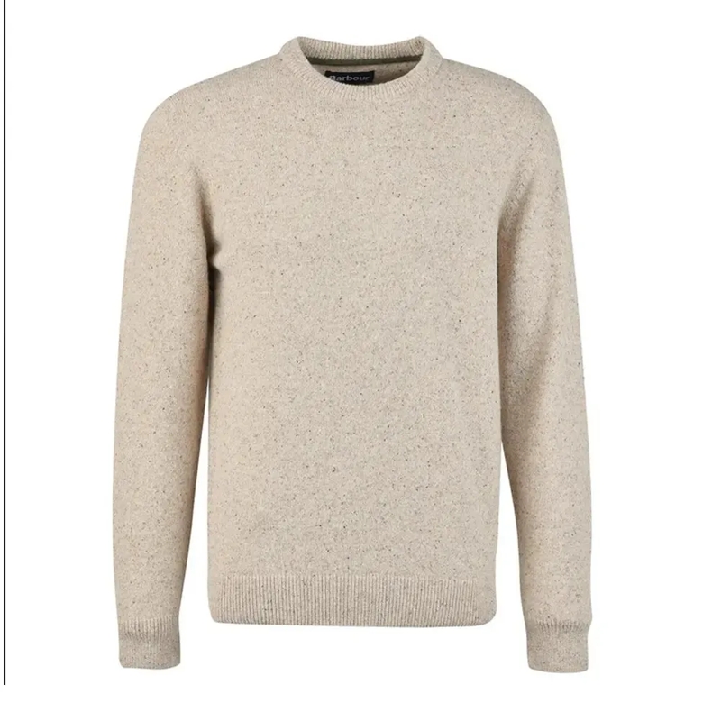 Barbour Trui Tonal Embroidered Beige Crew-Neck Sweater Neutrals