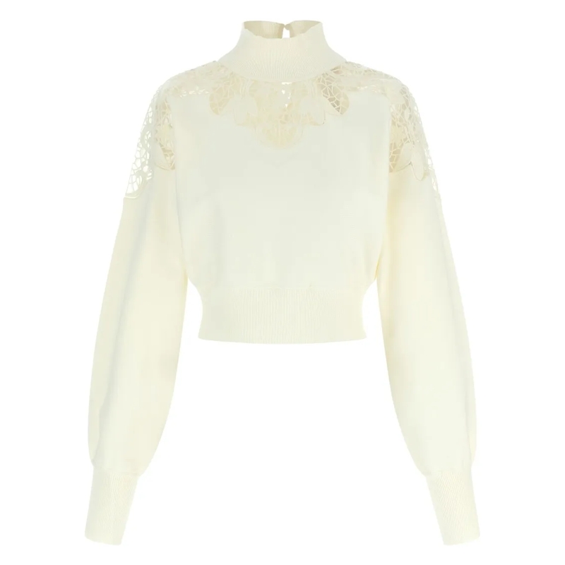 Twin-Set Pull à col roulé Organza Insert Sweater Neutrals