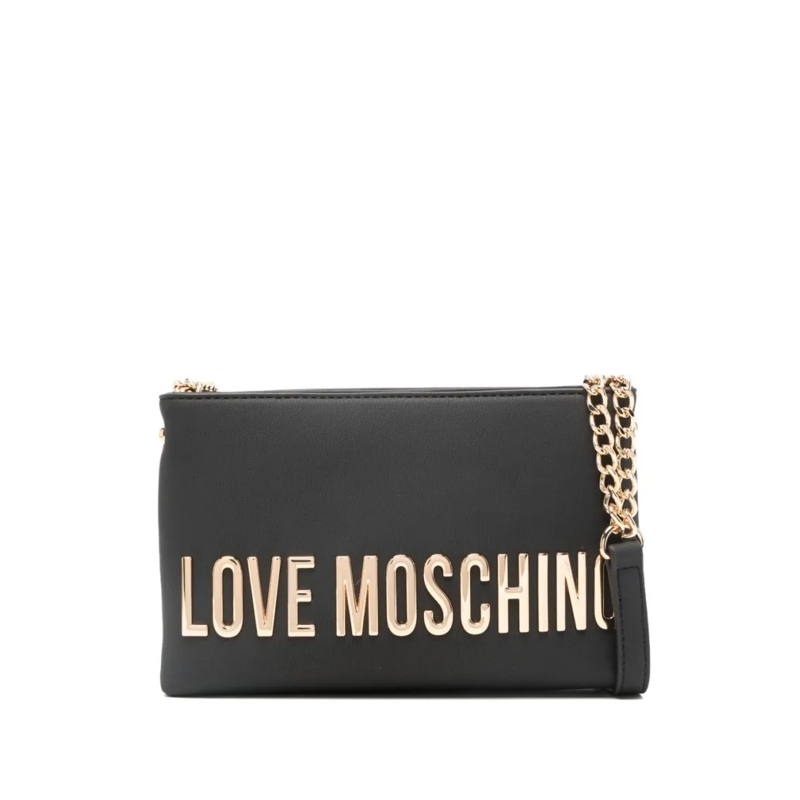Love Moschino Schultertasche Rectangular Shoulder Bag With Bold Gold Branding Grey