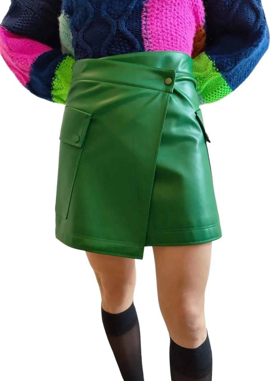 Thumbnail - Essentiel Antwerp - Jupe courte vert faux cuir Gradual Hulk Essentiel - Größe 34 - grün