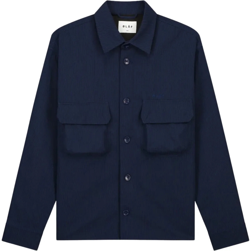 ØLÅF Weste olaf Bonded Pocket Overshirt Ls Overshirts Donkerb blau