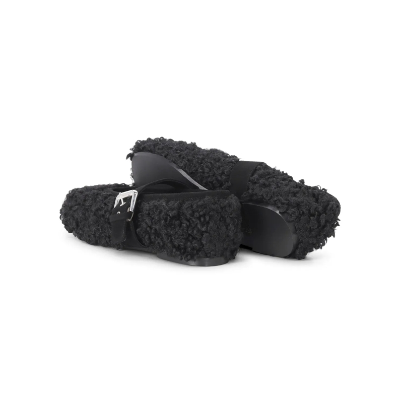 Fabio Rusconi Schnürschuhe Mary-Jane Ballerinas mit Teddyfell schwarz(Image 2)