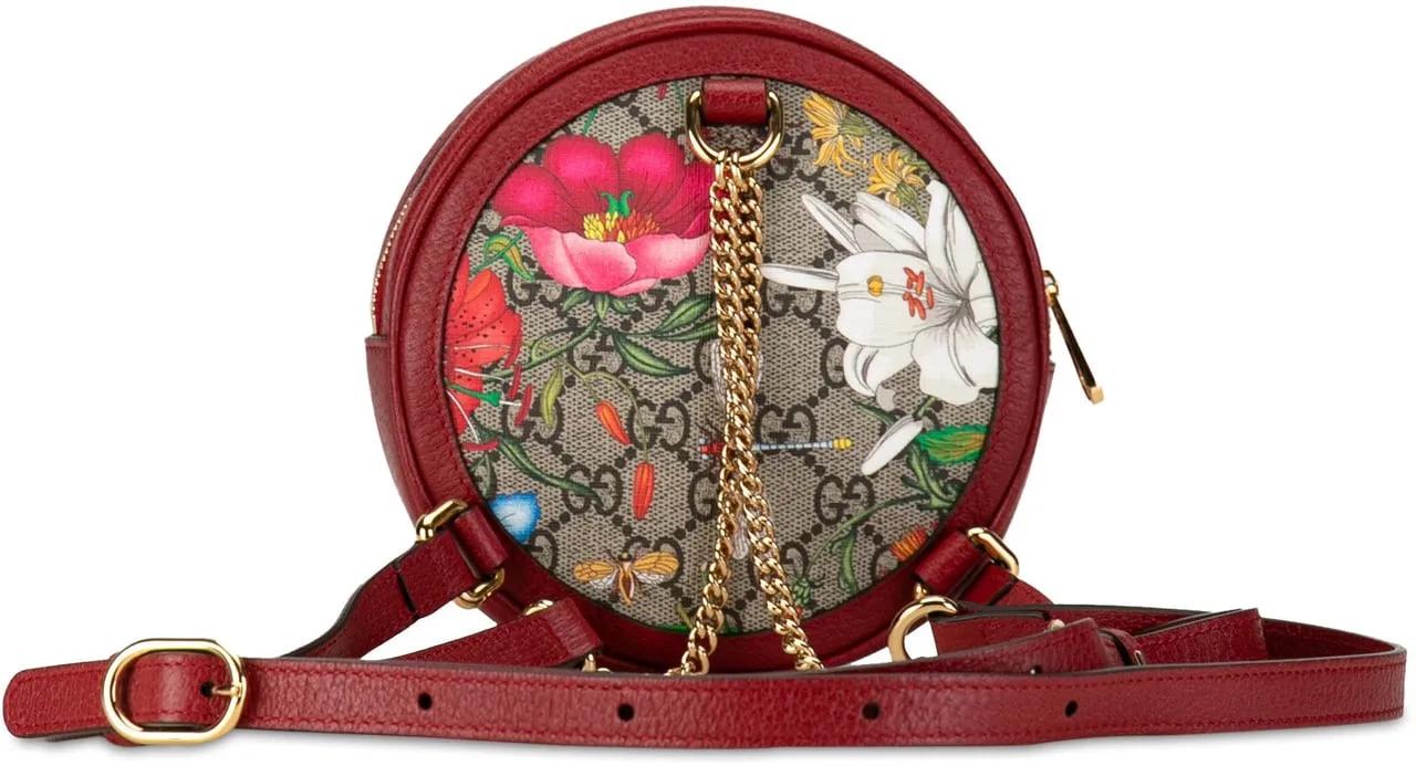 Gucci Rugzakken 2010-2015 Mini GG Supreme Flora Round Ophidia Back in rood