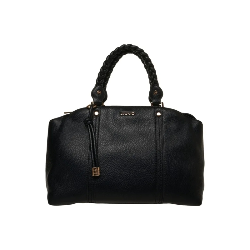 LIU JO Fourre-tout 'Fluida' Hammered Leather Shopper Black