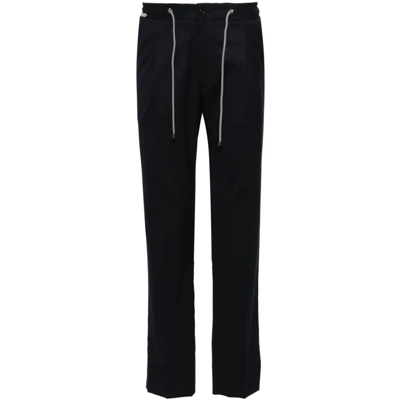 Corneliani Anzugshose Tailored Blue Trousers With Drawstring Waist Black